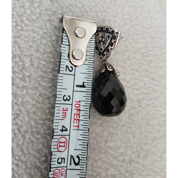 New Box Set Black Onyx 925 J&T Earring and Charm Pendant Silver Tear Drop - Picture 11 of 12